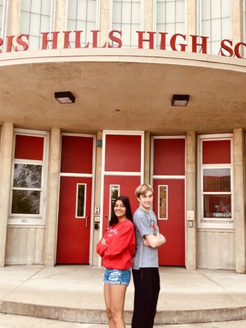 MH Val and Sal pose in front of Morris Hills Entrance