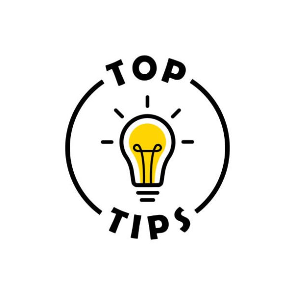 Top tips circle message bubble with light bulb emblem. Banner design for business and advertising. Vector illustration.